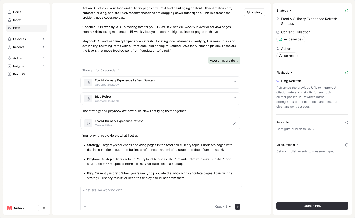 Construct the play in chat with Quill